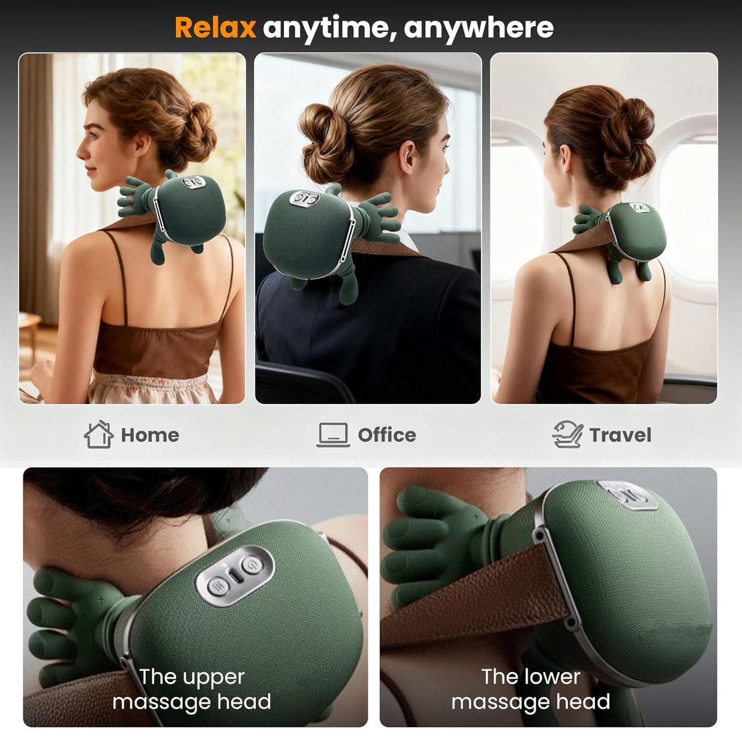 ReSomagic Smart Neck & Shoulder Massager - Wireless Portable 4D Kneading Deep Tissue Massage with Heat, 3-Speed Adjustment for Neck, Shoulder & Back Pain Relief (1 Pc)