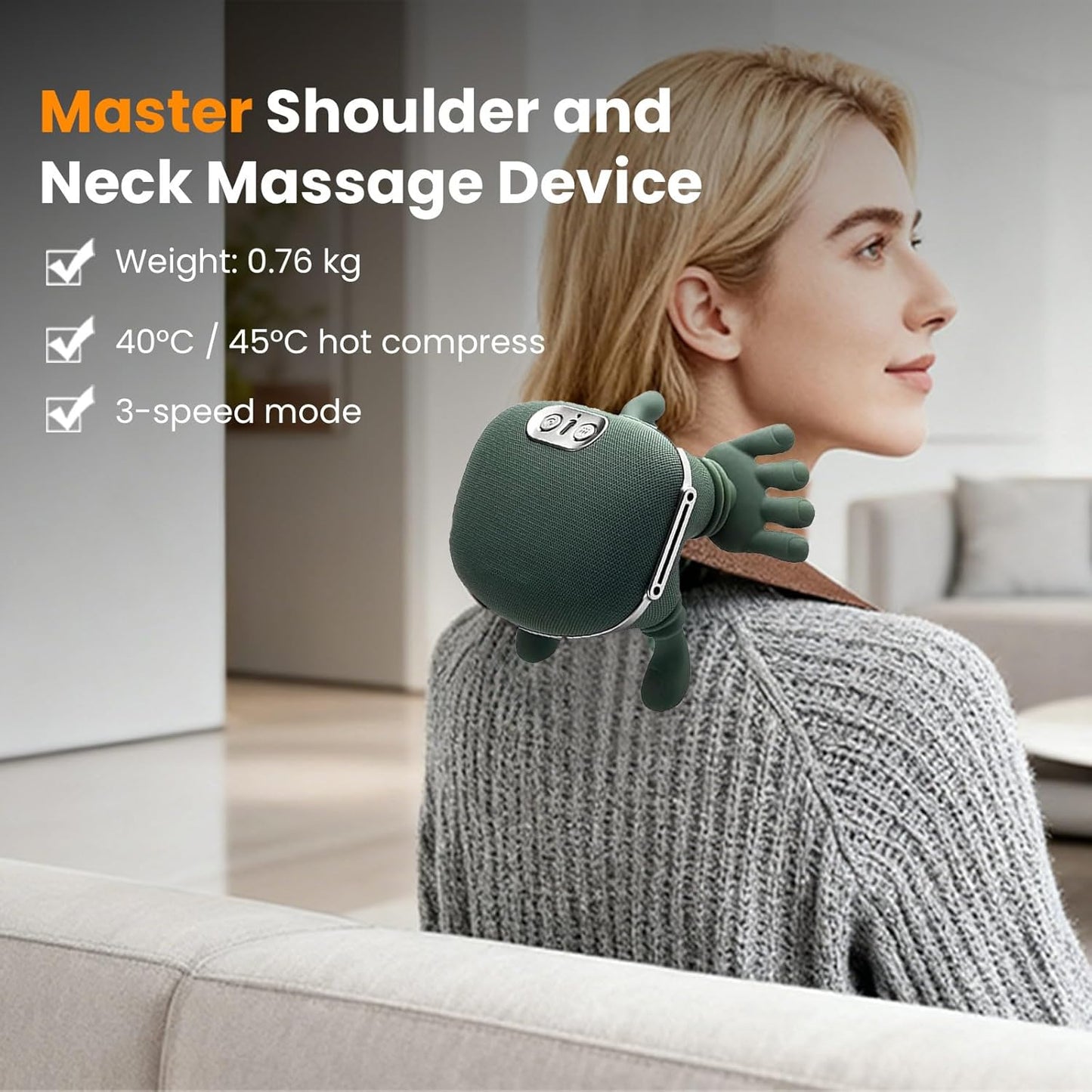 ReSomagic Smart Neck & Shoulder Massager - Wireless Portable 4D Kneading Deep Tissue Massage with Heat, 3-Speed Adjustment for Neck, Shoulder & Back Pain Relief (1 Pc)