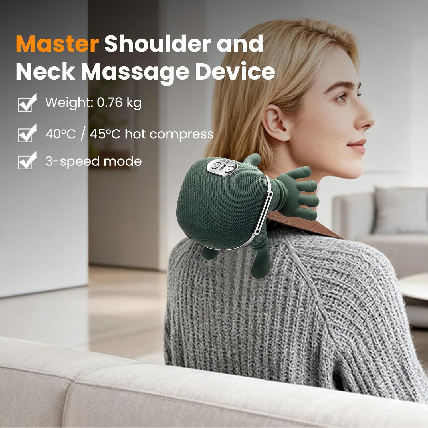 ReSomagic Smart Neck & Shoulder Massager - Wireless Portable 4D Kneading Deep Tissue Massage with Heat, 3-Speed Adjustment for Neck, Shoulder & Back Pain Relief (1 Pc)