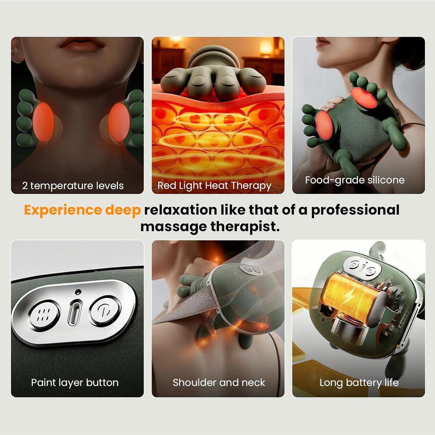 ReSomagic Smart Neck & Shoulder Massager - Wireless Portable 4D Kneading Deep Tissue Massage with Heat, 3-Speed Adjustment for Neck, Shoulder & Back Pain Relief (1 Pc)