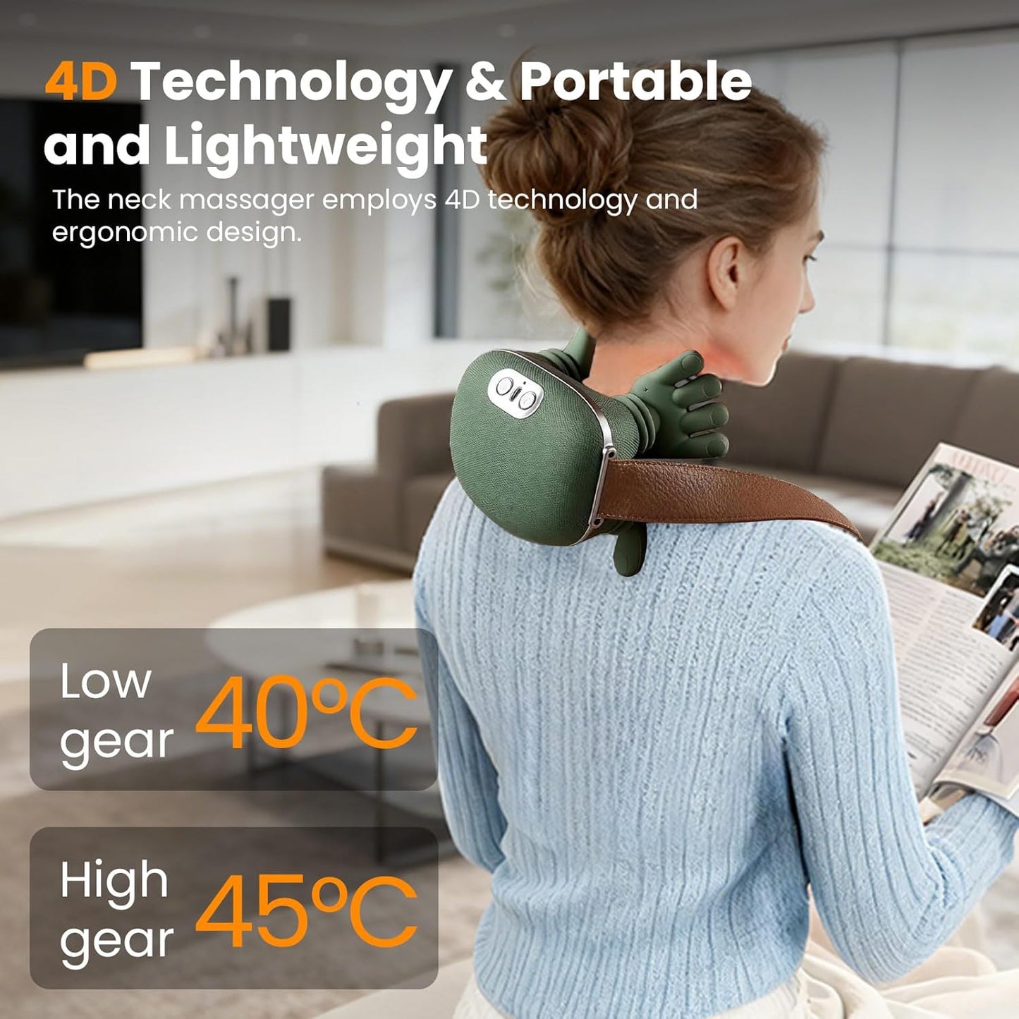 ReSomagic Smart Neck & Shoulder Massager - Wireless Portable 4D Kneading Deep Tissue Massage with Heat, 3-Speed Adjustment for Neck, Shoulder & Back Pain Relief (1 Pc)