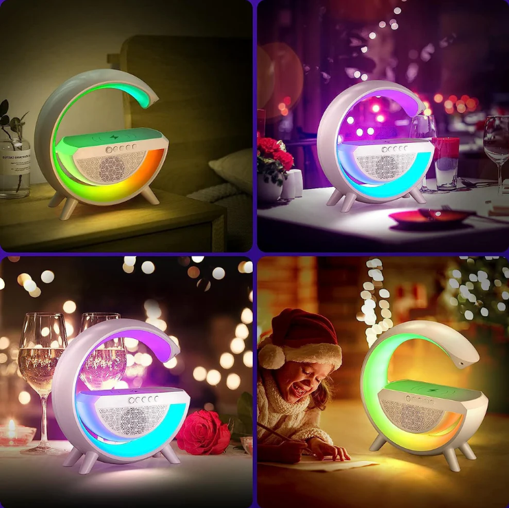 G Shape Smart LED Lamp with Bluetooth Speaker & Wireless Charging - NeednBuy