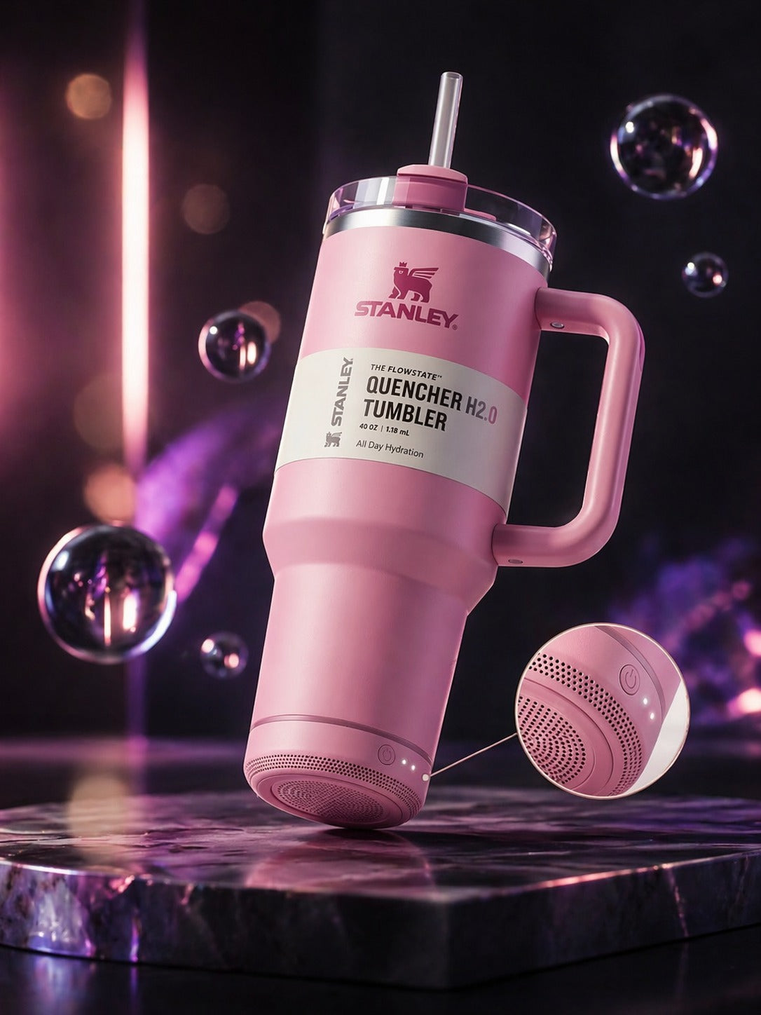 Stanley Quencher H2.0 Tumbler with Bluetooth Speaker – 40 OZ | All Day Hydration