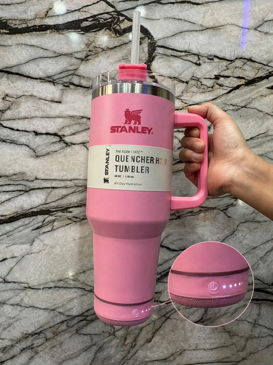 Stanley Quencher H2.0 Tumbler with Bluetooth Speaker – 40 OZ | All Day Hydration