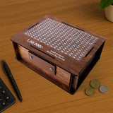 Wooden Money / Piggy Bank, Money Box with Carved Design