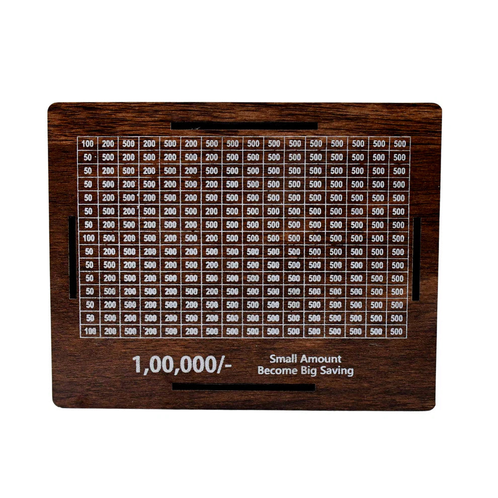 Wooden Money / Piggy Bank, Money Box with Carved Design