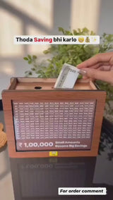 Wooden Money / Piggy Bank, Money Box with Carved Design
